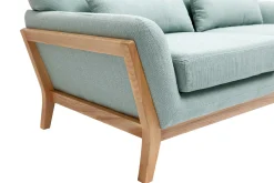 Miliboo Canapé Design|Voir Tous Les Canapés-Canapé scandinave 2 places en tissu vert lagon et bois clair YOKO