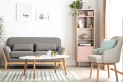 Miliboo Canapé Design|Voir Tous Les Canapés-Canapé scandinave 2 places en tissu vert lagon et bois clair YOKO