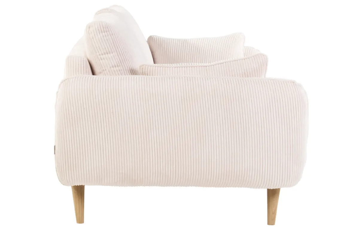 Miliboo Canapé Design|Voir Tous Les Canapés-Canapé scandinave 3 places en tissu velours côtelé écru et bois clair CREEP