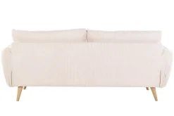 Miliboo Canapé Design|Voir Tous Les Canapés-Canapé scandinave 3 places en tissu velours côtelé écru et bois clair CREEP