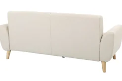 Miliboo Canapé Design|Voir Tous Les Canapés-Canapé scandinave 3 places en tissu beige et bois clair EKTOR