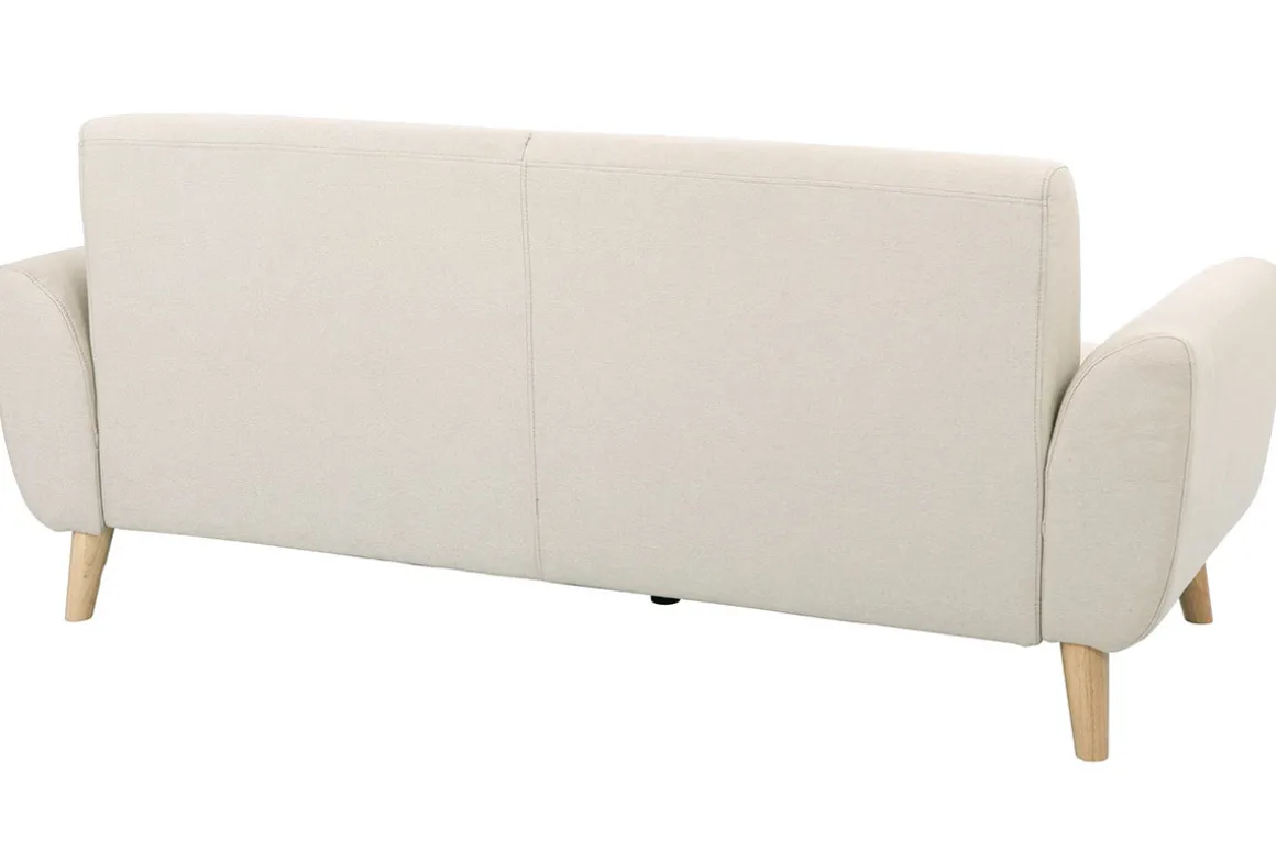 Miliboo Canapé Design|Voir Tous Les Canapés-Canapé scandinave 3 places en tissu beige et bois clair EKTOR