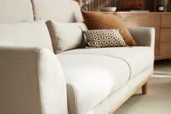 Miliboo Canapé Design|Voir Tous Les Canapés-Canapé scandinave 3 places en tissu beige et bois clair EKTOR