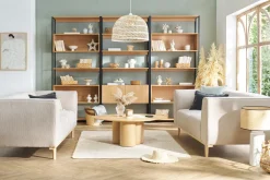 Miliboo Canapé Design|Voir Tous Les Canapés-Canapé scandinave 2-3 places en tissu beige et bois clair MORRIS