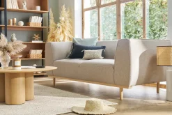 Miliboo Canapé Design|Voir Tous Les Canapés-Canapé scandinave 2-3 places en tissu beige et bois clair MORRIS