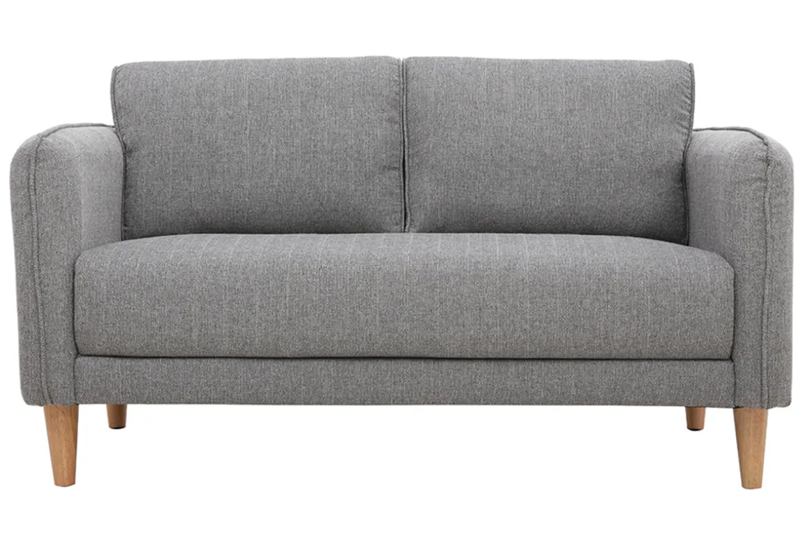 Miliboo Canapé Design|Voir Tous Les Canapés-Canapé scandinave 2 places en tissu gris et bois clair KURT