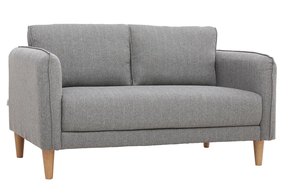 Miliboo Canapé Design|Voir Tous Les Canapés-Canapé scandinave 2 places en tissu gris et bois clair KURT