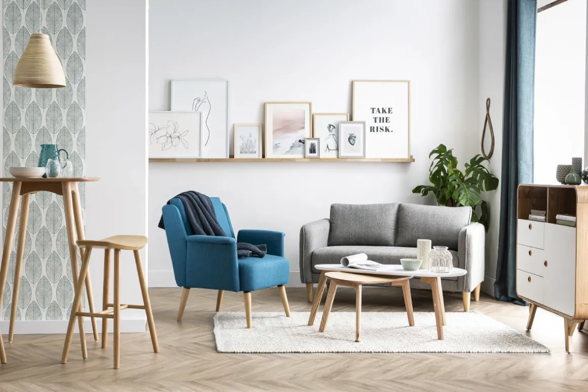 Miliboo Canapé Design|Voir Tous Les Canapés-Canapé scandinave 2 places en tissu gris et bois clair KURT