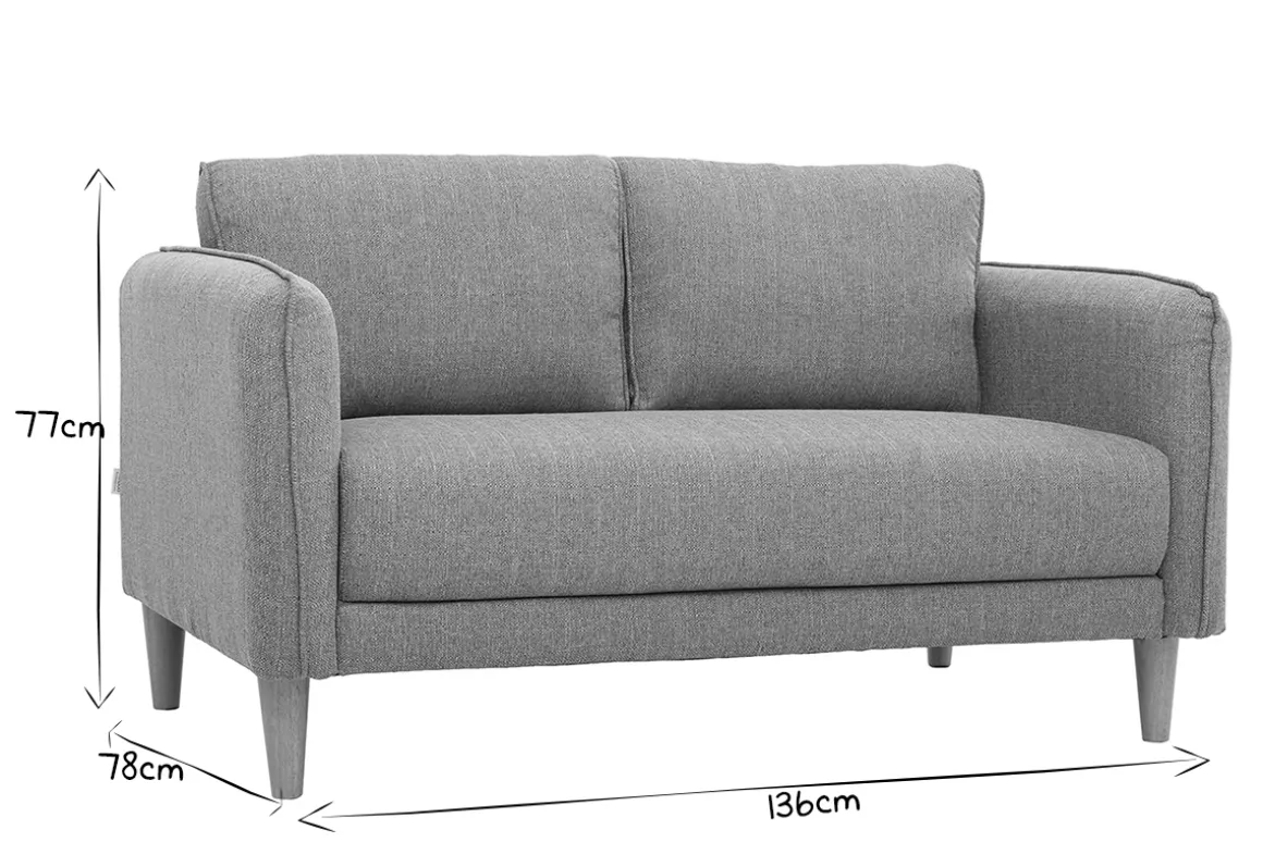 Miliboo Canapé Design|Voir Tous Les Canapés-Canapé scandinave 2 places en tissu gris et bois clair KURT