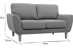 Miliboo Canapé Design|Voir Tous Les Canapés-Canapé scandinave 2 places en tissu gris et bois clair ALICE