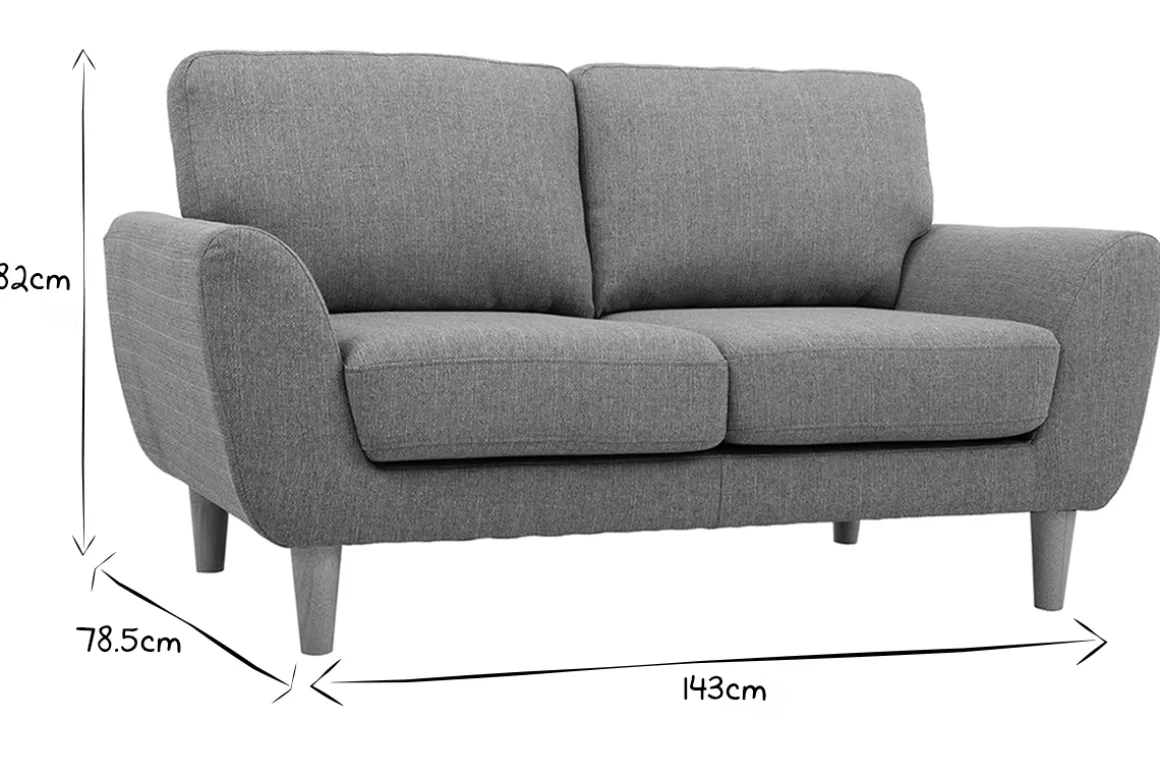 Miliboo Canapé Design|Voir Tous Les Canapés-Canapé scandinave 2 places en tissu gris et bois clair ALICE