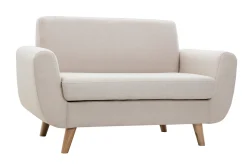 Miliboo Canapé Design|Voir Tous Les Canapés-Canapé scandinave 2 places en tissu beige et bois clair PURE