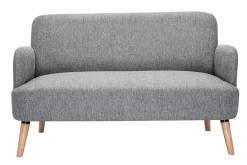 Miliboo Canapé Design|Voir Tous Les Canapés-Canapé scandinave 2 places en tissu gris clair et bois clair ISKO