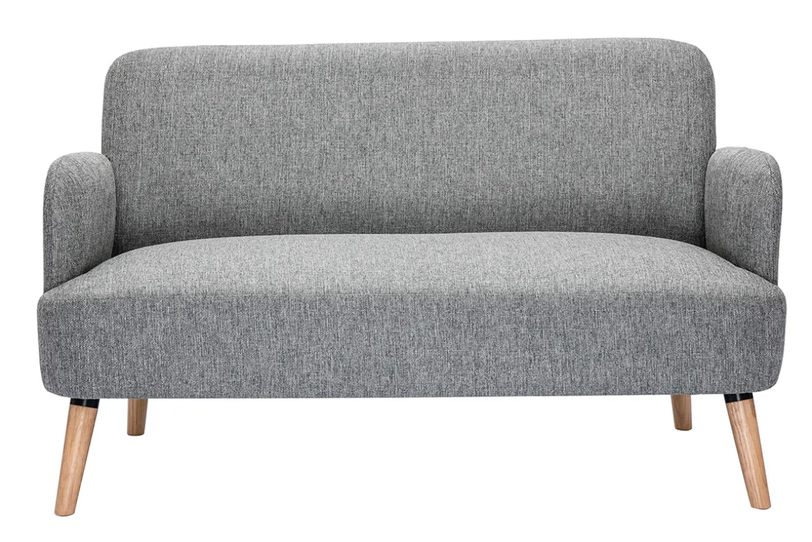 Miliboo Canapé Design|Voir Tous Les Canapés-Canapé scandinave 2 places en tissu gris clair et bois clair ISKO