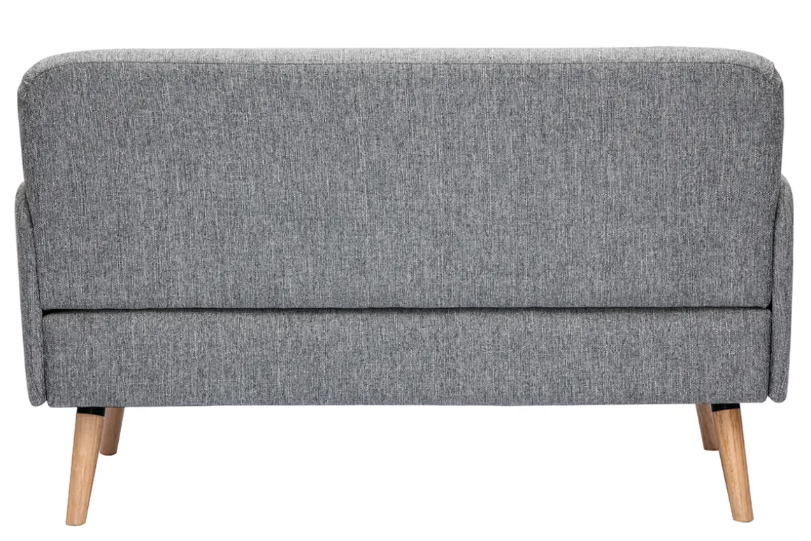 Miliboo Canapé Design|Voir Tous Les Canapés-Canapé scandinave 2 places en tissu gris clair et bois clair ISKO
