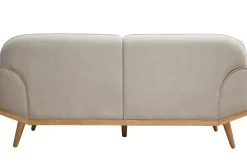 Miliboo Canapé Design|Voir Tous Les Canapés-Canapé scandinave 3 places en tissu effet velours texturé beige et bois clair FREEMA