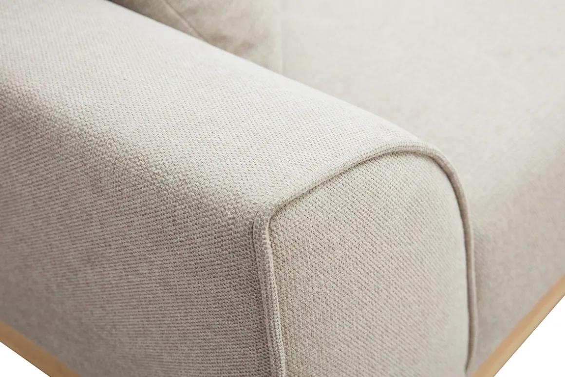 Miliboo Canapé Design|Voir Tous Les Canapés-Canapé scandinave 3 places en tissu effet velours texturé beige et bois clair FREEMA