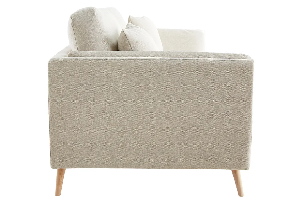 Miliboo Canapé Design|Voir Tous Les Canapés-Canapé scandinave 3 places en tissu beige naturel et bois clair VOGUE