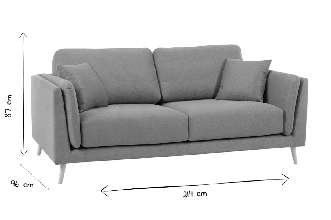 Miliboo Canapé Design|Voir Tous Les Canapés-Canapé scandinave 3 places en tissu beige naturel et bois clair VOGUE