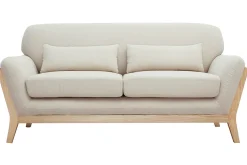 Miliboo Canapé Design|Voir Tous Les Canapés-Canapé scandinave 2 places en tissu beige et bois clair YOKO