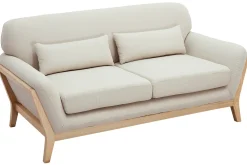 Miliboo Canapé Design|Voir Tous Les Canapés-Canapé scandinave 2 places en tissu beige et bois clair YOKO