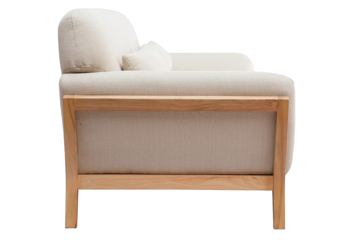 Miliboo Canapé Design|Voir Tous Les Canapés-Canapé scandinave 3 places en tissu beige et bois clair YOKO