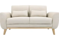 Miliboo Canapé Design|Voir Tous Les Canapés-Canapé scandinave 2 places en tissu beige et bois clair EKTOR