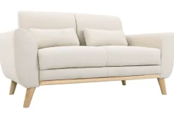 Miliboo Canapé Design|Voir Tous Les Canapés-Canapé scandinave 2 places en tissu beige et bois clair EKTOR