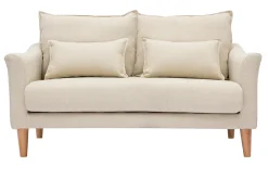 Miliboo Canapé Design|Voir Tous Les Canapés-Canapé scandinave 2 places en tissu beige et bois clair KATE