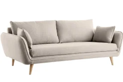 Miliboo Canapé Design|Voir Tous Les Canapés-Canapé scandinave 3 places en tissu beige et bois clair CREEP