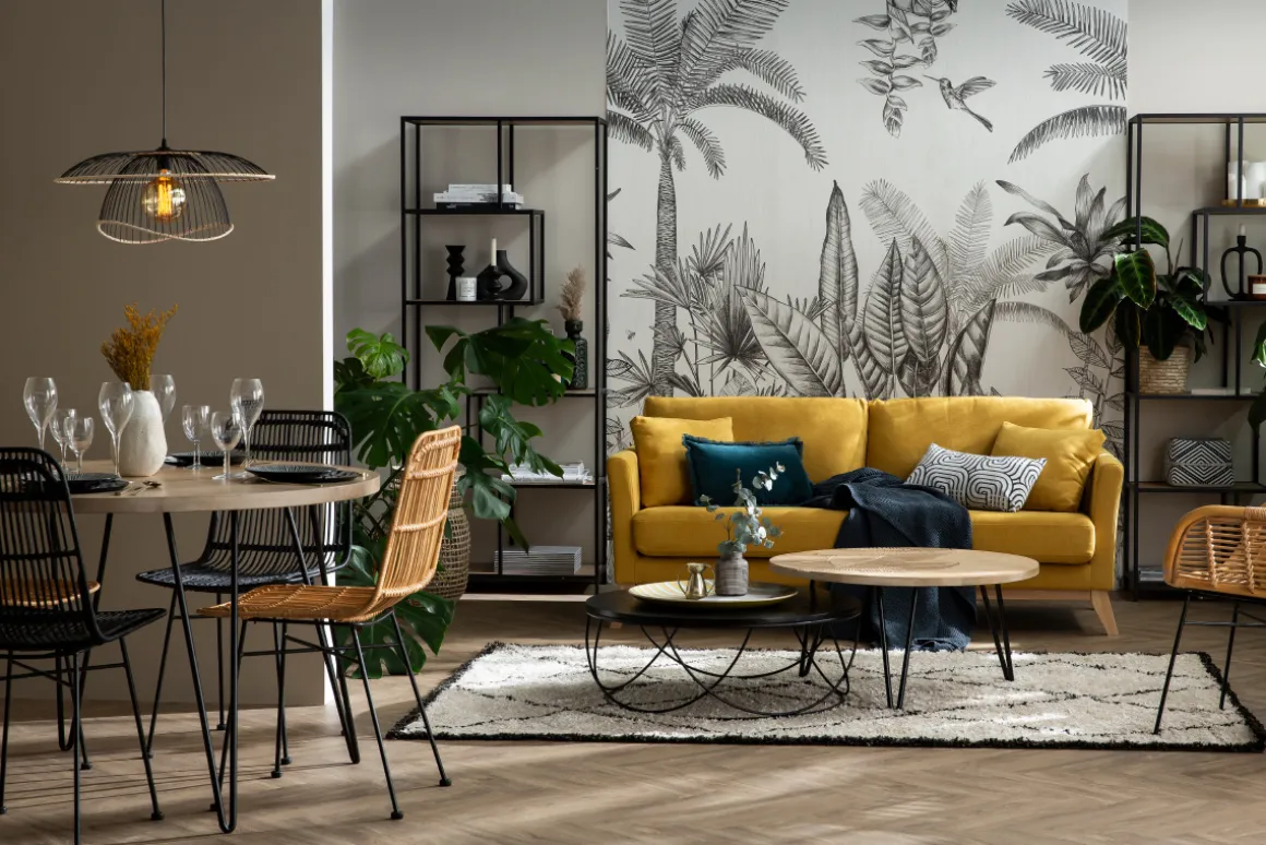 Miliboo Canapé Design|Voir Tous Les Canapés-Canapé scandinave déhoussable 3 places en tissu velours bleu nuit et bois clair OSLO