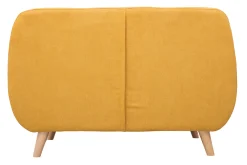 Miliboo Canapé Design|Voir Tous Les Canapés-Canapé scandinave déhoussable 2 places en tissu effet velours jaune moutarde et bois clair YNOK