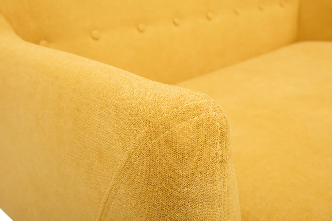 Miliboo Canapé Design|Voir Tous Les Canapés-Canapé scandinave déhoussable 2 places en tissu effet velours jaune moutarde et bois clair YNOK