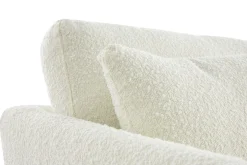 Miliboo Canapé Design|Voir Tous Les Canapés-Canapé scandinave déhoussable 3 places en tissu effet laine bouclée blanc cassé et bois clair OSLO