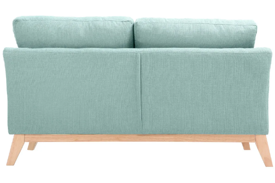Miliboo Canapé Design|Voir Tous Les Canapés-Canapé scandinave déhoussable 2 places en tissu vert lagon et bois clair OSLO