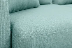 Miliboo Canapé Design|Voir Tous Les Canapés-Canapé scandinave déhoussable 2 places en tissu vert lagon et bois clair OSLO