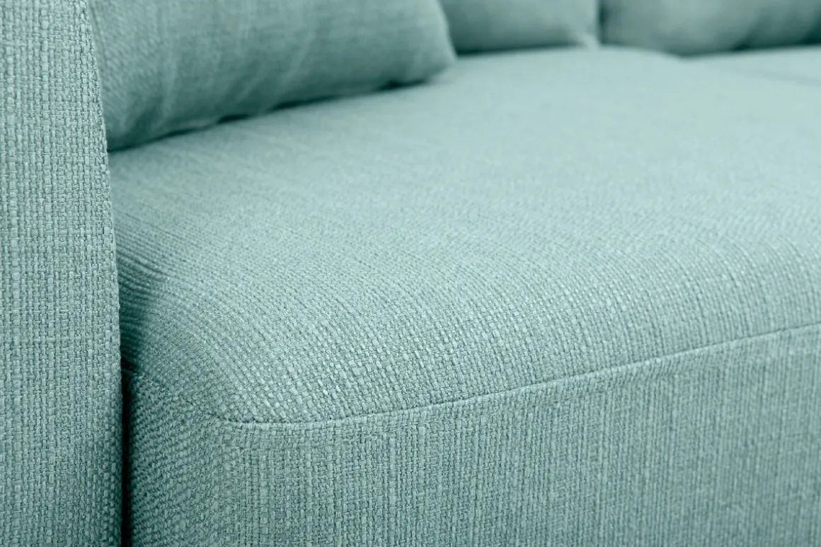 Miliboo Canapé Design|Voir Tous Les Canapés-Canapé scandinave déhoussable 2 places en tissu vert lagon et bois clair OSLO