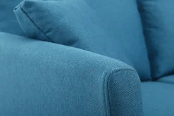 Miliboo Canapé Design|Voir Tous Les Canapés-Canapé scandinave déhoussable 2 places en tissu bleu canard et bois clair OSLO