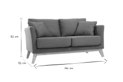 Miliboo Canapé Design|Voir Tous Les Canapés-Canapé scandinave déhoussable 2 places en tissu bleu canard et bois clair OSLO