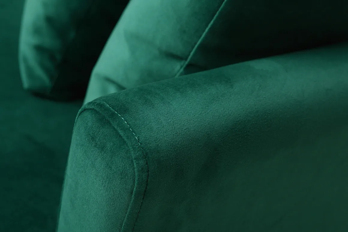 Miliboo Canapé Design|Voir Tous Les Canapés-Canapé scandinave déhoussable 3 places en tissu velours vert émeraude et bois clair OSLO