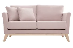 Miliboo Canapé Design|Voir Tous Les Canapés-Canapé scandinave déhoussable 2 places en tissu rose et bois clair OSLO