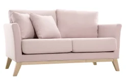 Miliboo Canapé Design|Voir Tous Les Canapés-Canapé scandinave déhoussable 2 places en tissu rose et bois clair OSLO