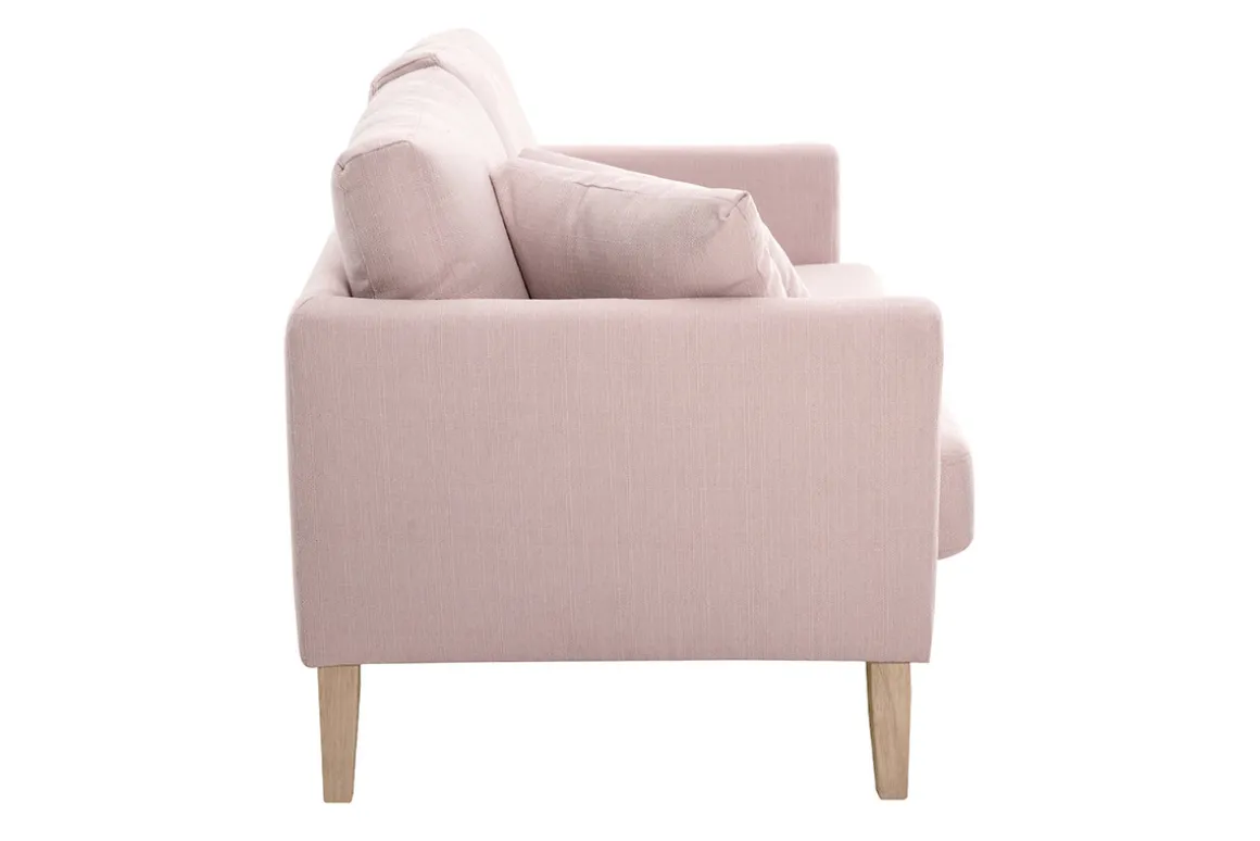 Miliboo Canapé Design|Voir Tous Les Canapés-Canapé scandinave déhoussable 2 places en tissu rose et bois clair OSLO