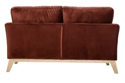 Miliboo Canapé Design|Voir Tous Les Canapés-Canapé scandinave déhoussable 2 places en tissu velours rouge tomette et bois clair OSLO