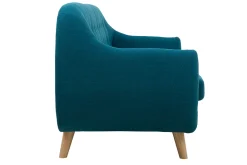 Miliboo Canapé Design|Voir Tous Les Canapés-Canapé scandinave déhoussable 3 places en tissu bleu canard et bois clair YNOK