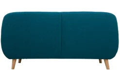 Miliboo Canapé Design|Voir Tous Les Canapés-Canapé scandinave déhoussable 3 places en tissu bleu canard et bois clair YNOK