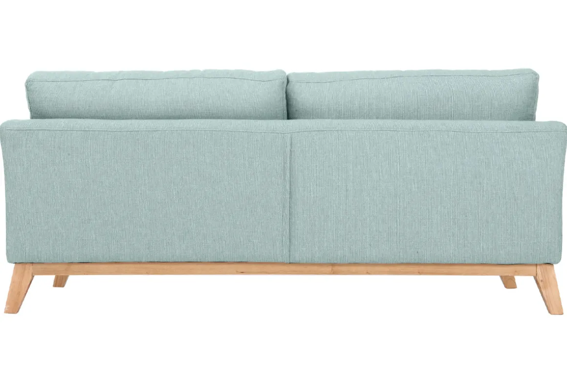 Miliboo Canapé Design|Voir Tous Les Canapés-Canapé scandinave déhoussable 3 places en tissu vert lagon et bois clair OSLO