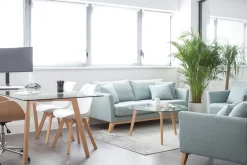 Miliboo Canapé Design|Voir Tous Les Canapés-Canapé scandinave déhoussable 3 places en tissu vert lagon et bois clair OSLO