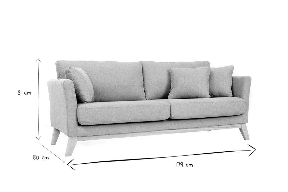 Miliboo Canapé Design|Voir Tous Les Canapés-Canapé scandinave déhoussable 3 places en tissu vert lagon et bois clair OSLO