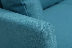 Miliboo Canapé Design|Voir Tous Les Canapés-Canapé scandinave déhoussable 3 places en tissu bleu canard et bois clair OSLO